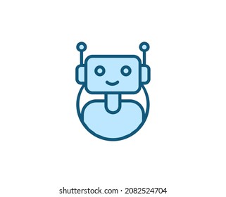 Line Bot icon isolated on white background. Outline symbol for website design, mobile application, ui. Electronics pictogram. Vector illustration, editorial stroсk. 