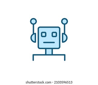Line Bot icon isolated on white background. Outline symbol for website design, mobile application, ui. Electronics pictogram. Vector illustration, editorial stroсk. 