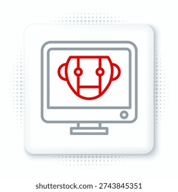 Line Bot icon isolated on white background. Computer monitor and robot icon. Colorful outline concept. Vector