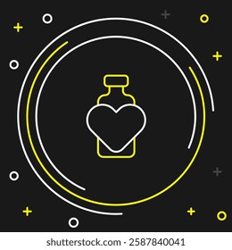 Line Bottle with love potion icon isolated on black background. Valentines day symbol. Colorful outline concept. Vector