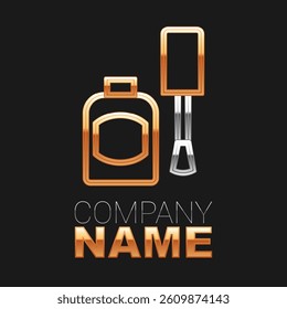 Line Bottle of nail polish icon isolated on black background. Colorful outline concept. Vector