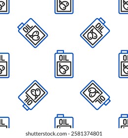 Line Bottle of olive oil icon isolated seamless pattern on white background. Jug with olive oil icon. Colorful outline concept. Vector