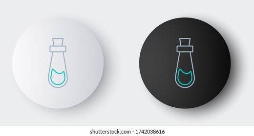 Line Bottle with potion icon isolated on grey background. Flask with magic potion. Happy Halloween party. Colorful outline concept. Vector