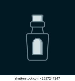 Line Bottle with potion icon isolated on black background. Flask with magic potion. Happy Halloween party. Flat filled outline style with shadow. Vector