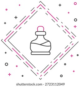 Line Bottle with potion icon isolated on white background. Flask with magic potion. Happy Halloween party. Colorful outline concept. Vector