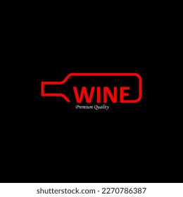 Line bottle with red color for wine bar logo