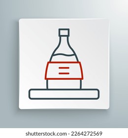 Line Bottle of sake icon isolated on white background. Colorful outline concept. Vector
