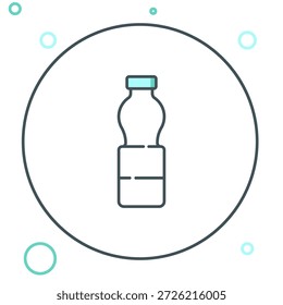 Línea Botella de icono de agua aislada sobre fondo blanco. Signo de bebida de agua de soda. Concepto de contorno colorido. Vector