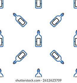 Line Bottle of wine icon isolated seamless pattern on white background. Colorful outline concept. Vector