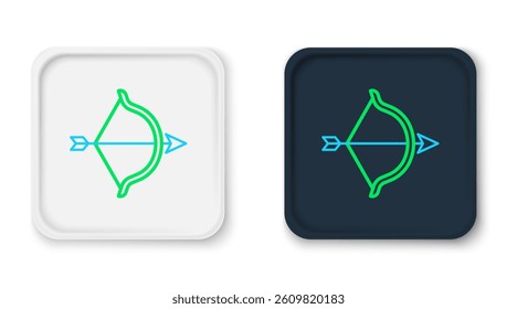 Line Bow and arrow icon isolated on white background. Cupid symbol. Love sign. Happy Valentines day. Colorful outline concept. Vector