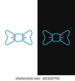 Line Bow tie icon isolated on white and black background. Colorful outline concept. Vector