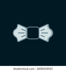 Line Bow tie icon isolated on black background. Flat filled outline style with shadow. Vector