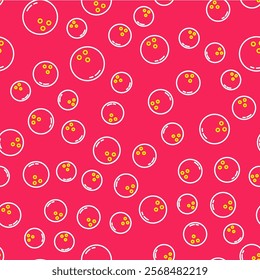 Line Bowling ball icon isolated seamless pattern on red background. Sport equipment.  Vector