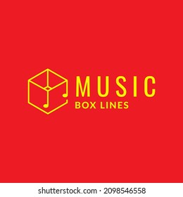 line box with note music logo design vector graphic symbol icon sign illustration creative idea