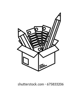 line box with pencils and palettes inside