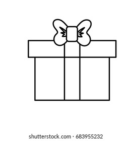 line box of present gift with ribbon design