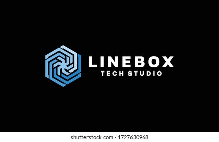 Line Box Technology Logo Vector Design Template. media Icon. application Symbol For Company And business.