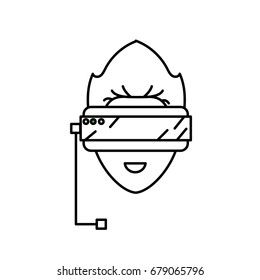 line boy face with 3d glasses to dimension experience