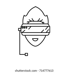 line boy face with 3d glasses to dimension experience