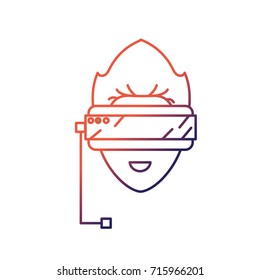 line boy face with 3d glasses to dimension experience