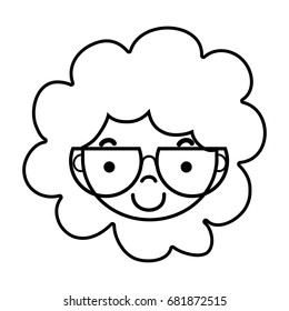 line boy face with glasses and hairstyle design