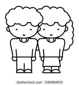 line boy and girl together with fashion hairstyle