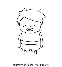 line boy with hairstyle design and pity face