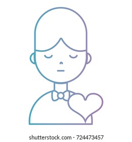 line boy with hairstyle and heart design