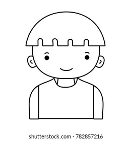 line boy with hairstyle and t-shirt design