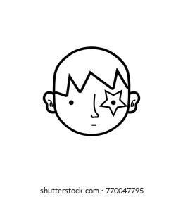 line boy head with star tattoo and hairstyle