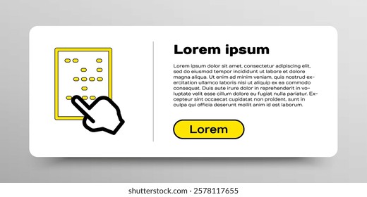 Line Braille icon isolated on white background. Finger drives on points. Writing signs system for blind or visually impaired people. Colorful outline concept. Vector