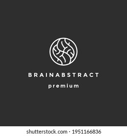 Line Brain abstract  Logo Template on black background
