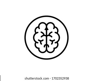 Line Brain icon isolated on white background. Outline symbol for website design, mobile application, ui. Brain pictogram. Vector illustration, editorial stroke. Eps10