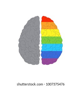 LINE BRAIN IDEA; CREATIVE LOGO ICON; TEMPLATE TOP VIEW TWO COLOR