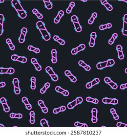 Line Brass knuckles icon isolated seamless pattern on black background.  Vector