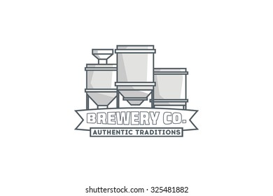 Line brewery co. logo on a white background. Stock vector.
