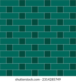 Line up brick vector pattern. Brick pattern. Green tone Brick pattern. Seamless geometric pattern for wrapping paper, backdrop, background, gift card.