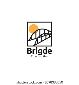 puente de línea sobre el marco con símbolo del logotipo de puesta de sol icono vector ilustración de diseño gráfico idea creativa