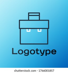 Line Briefcase icon isolated on blue background. Business case sign. Business portfolio. Colorful outline concept. Vector Illustration