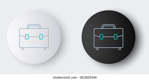 Icono de maletín de línea aislado en fondo gris. Signo de caso comercial. Cartera de negocios. Concepto de esquema colorido. Vector
