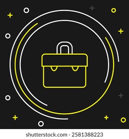 Line Briefcase icon isolated on black background. Business case sign. Business portfolio. Colorful outline concept. Vector
