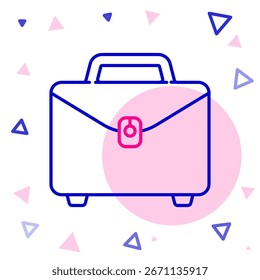 Line Briefcase icon isolated on white background. Business case sign. Business portfolio. Colorful outline concept. Vector Illustration