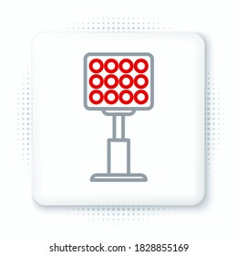 Line Bright stadium lights icon isolated on white background. Spotlight on a football field. Floodlight, light projector. Colorful outline concept. Vector