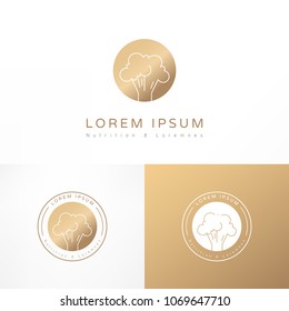 Line broccoli logo. Natural food. Vector image.