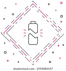 Line Broken battery icon isolated on white background. Colorful outline concept. Vector Illustration