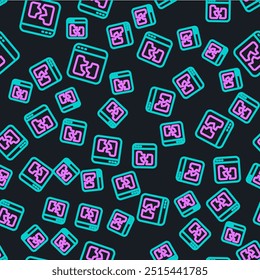 Línea Icono de archivo roto aislado sin patrón sobre fondo negro.  Vector