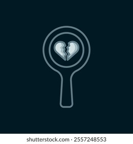 Line Broken heart or divorce icon isolated on black background. Love symbol. Valentines day. Flat filled outline style with shadow. Vector