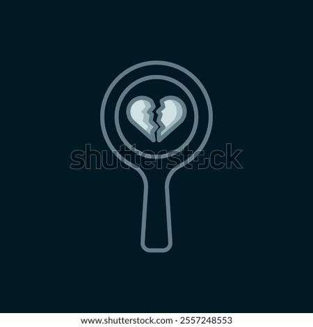 Line Broken heart or divorce icon isolated on black background. Love symbol. Valentines day. Flat filled outline style with shadow. Vector