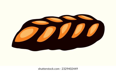 Line brown hand drawn hebrew shabat culture jew soft sugar cream glaze bagel challot pie white sign logo icon. Black outline doodle cartoon art tasty french crust halla fresh challo biscuit cafe plait