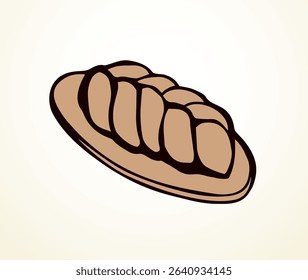 Line brown hand drawn hebrew shabat culture jew soft sugar cream glaze bagel challot pie white sign logo icon. Black outline doodle cartoon art tasty french crust halla fresh challo biscuit cafe plait